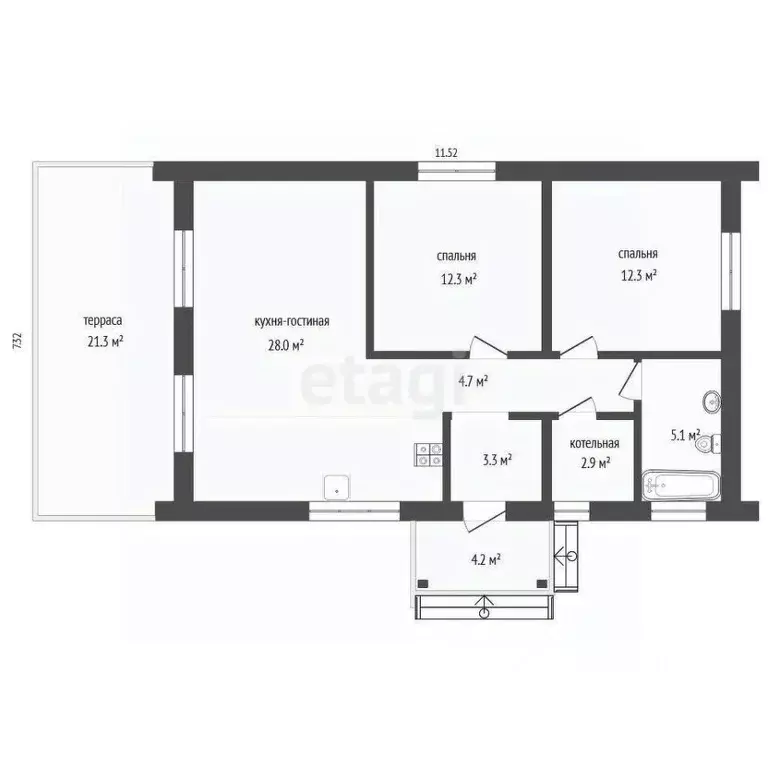 Дом в Тюменская область, Тюменский муниципальный округ, д. Якуши ул. ... - Фото 2