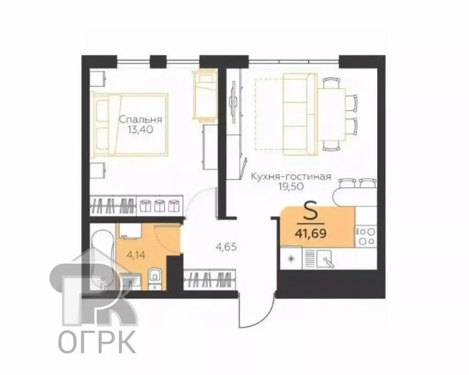 1-к кв. Тульская область, Тула городской округ, пос. Молодежный ул. ... - Фото 2