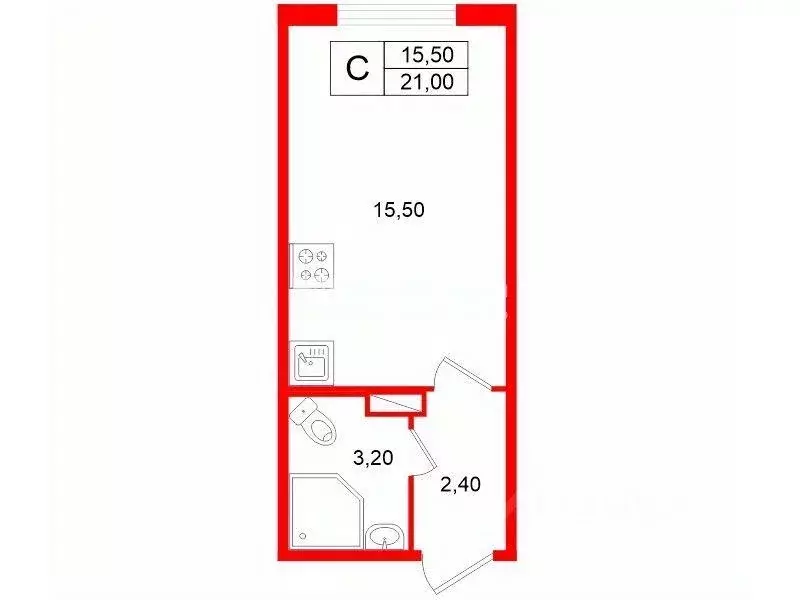 Квартира, студия, 21 м - Фото 1