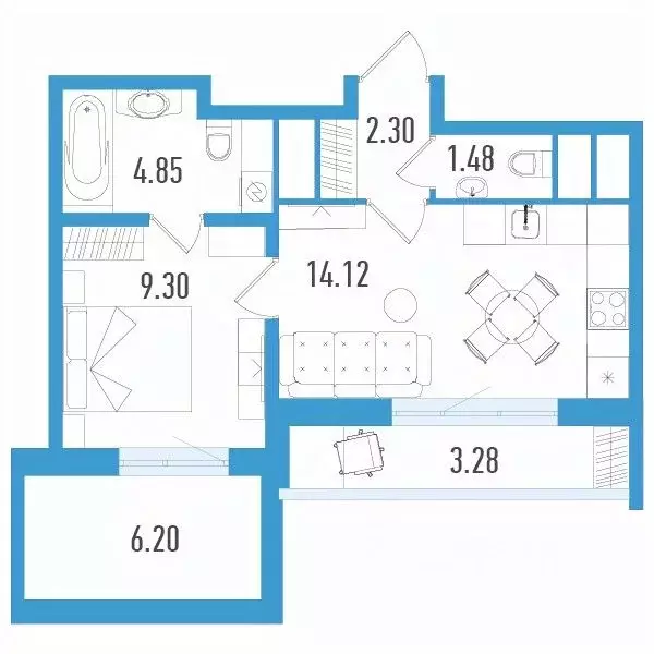 1-к кв. Санкт-Петербург ул. Маршала Казакова, 62к1 (34.89 м) - Фото 0