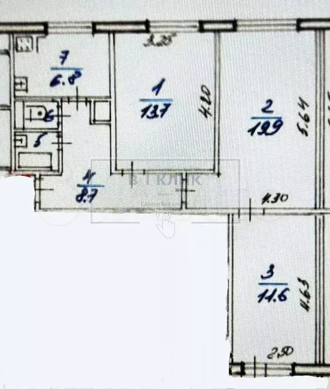 3-к. квартира, 63,6 м, 3/9 эт. - Фото 0
