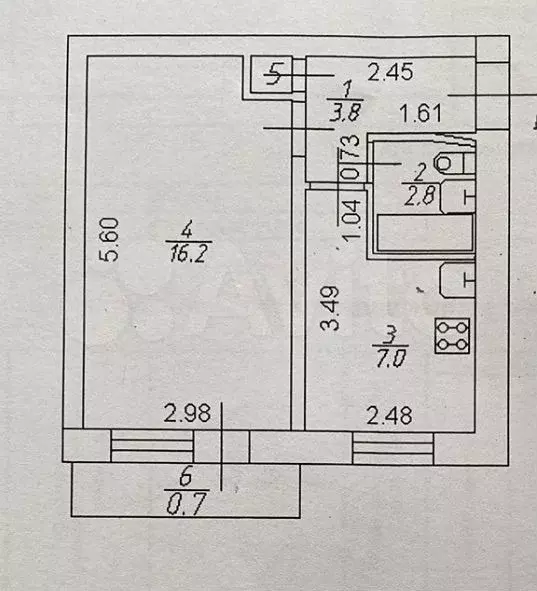 1-к. квартира, 30,9 м, 2/5 эт. - Фото 0