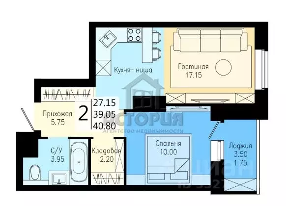 2-к кв. Красноярский край, Красноярск Дудинская ул., 2С6 (40.08 м) - Фото 0