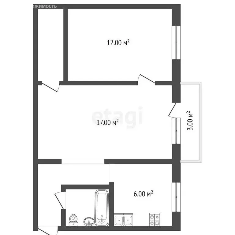 2-комнатная квартира: Севастополь, улица Горпищенко, 57 (45 м) - Фото 1