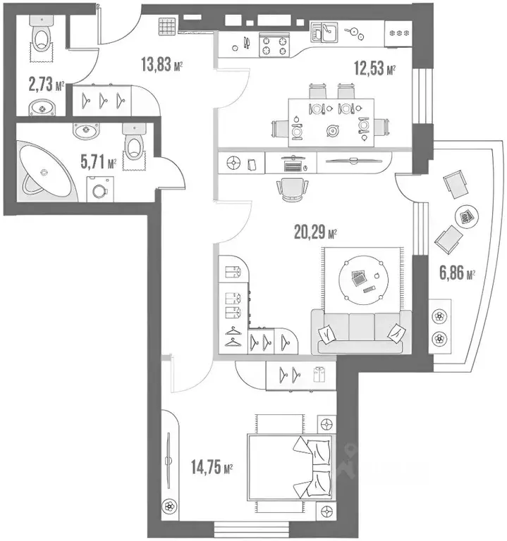 2-к кв. Ростовская область, Ростов-на-Дону Нижегородская ул., 31/3 ... - Фото 2