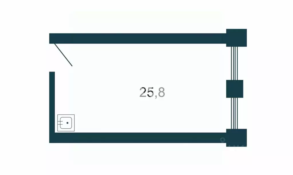 Комната Новосибирская область, Новосибирск ул. Титова, 12 (25.8 м) - Фото 2