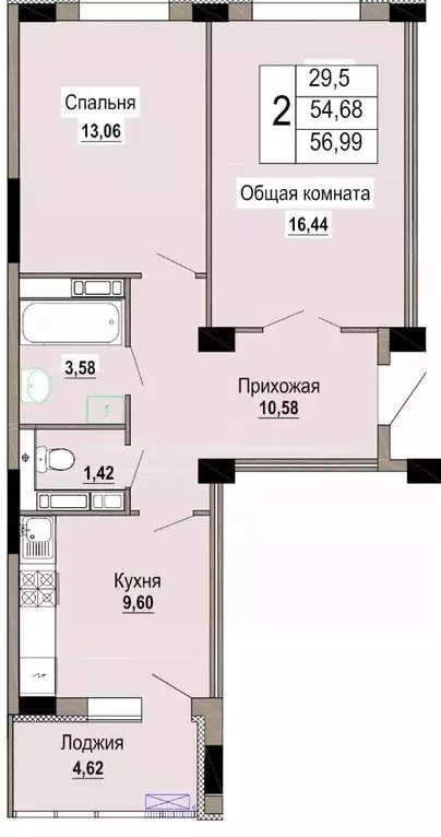 2-к кв. Белгородская область, Старый Оскол Степной мкр, 34 (56.99 м) - Фото 0