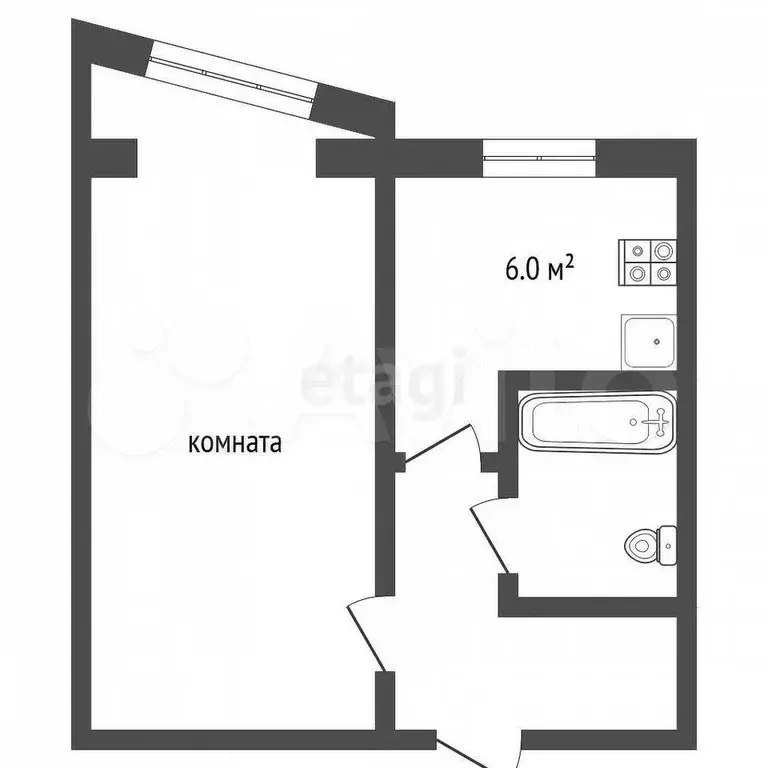 1-к. квартира, 36 м, 3/5 эт. - Фото 0
