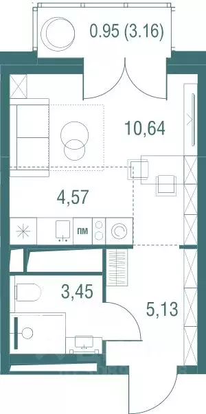 Студия Московская область, Одинцово  (24.74 м) - Фото 1