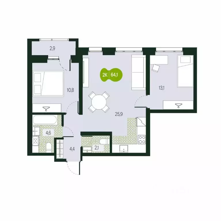 3-к кв. Забайкальский край, Чита Каштакский мкр,  (64.1 м) - Фото 1