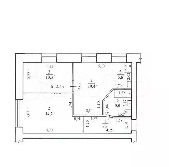 3-к. квартира, 50,8 м, 1/5 эт. - Фото 0