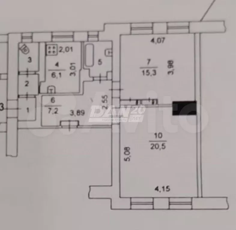 2-к. квартира, 57,5 м, 1/1 эт. - Фото 0