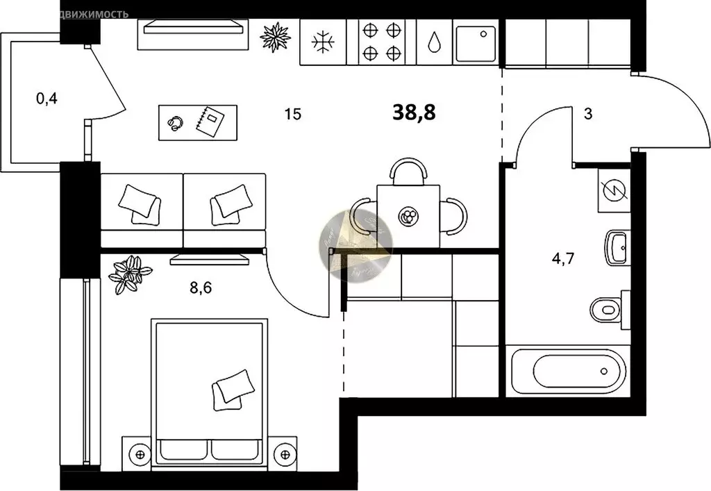 1-комнатная квартира: Санкт-Петербург, Галерный проезд, 1к2 (38.8 м) - Фото 0