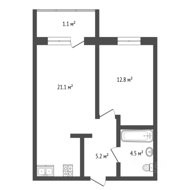 1-к кв. Тюменская область, Тюмень Одесская ул., 7к1 (45.0 м) - Фото 2