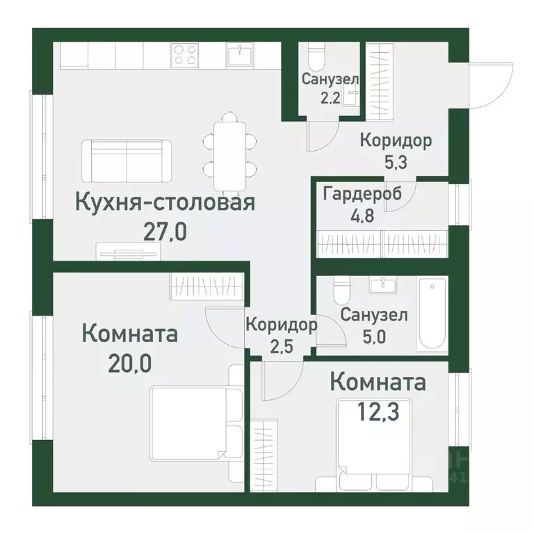 2-к кв. Челябинская область, Челябинский городской округ, пос. ... - Фото 0