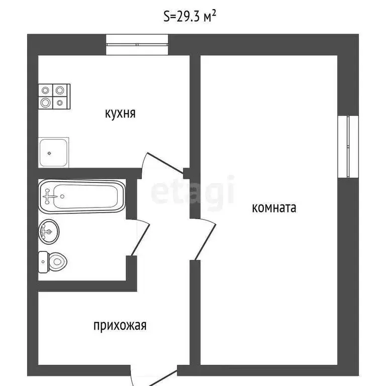1-комнатная квартира: село Хохлово, Центральная улица, 11А (29.9 м) - Фото 1