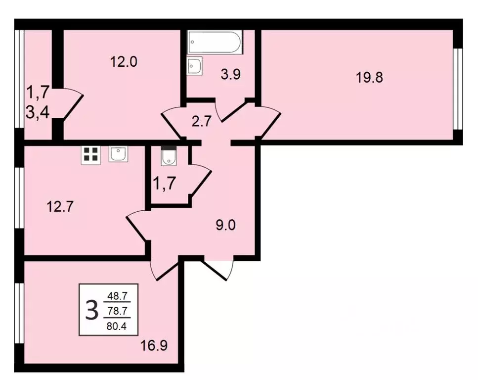 3-к кв. Воронежская область, Воронеж ул. Шишкова, 140Б/6 (80.4 м) - Фото 1