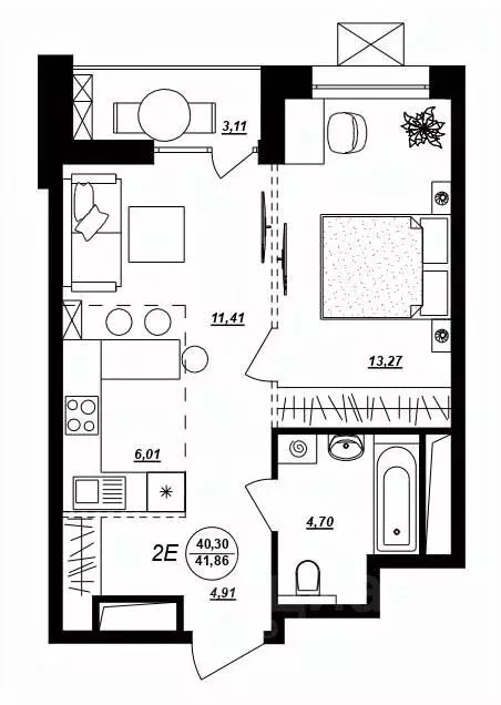 2-к кв. Хабаровский край, Хабаровск ул. Демьяна Бедного (41.86 м) - Фото 0