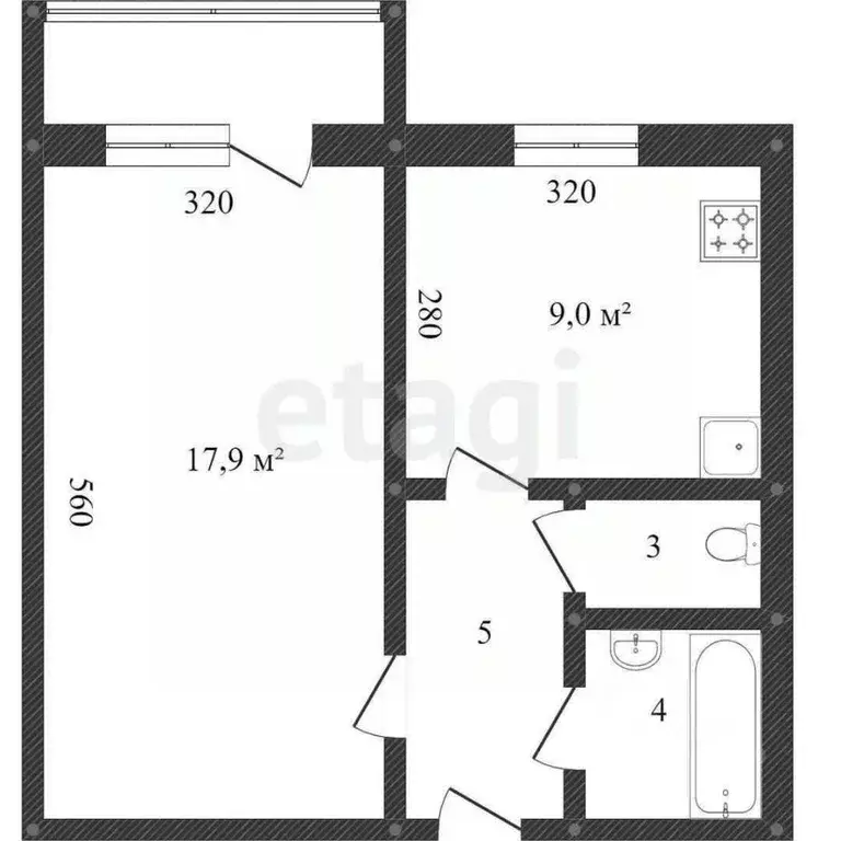 1-к кв. Белгородская область, Белгород ул. Губкина, 42а (33.7 м) - Фото 2