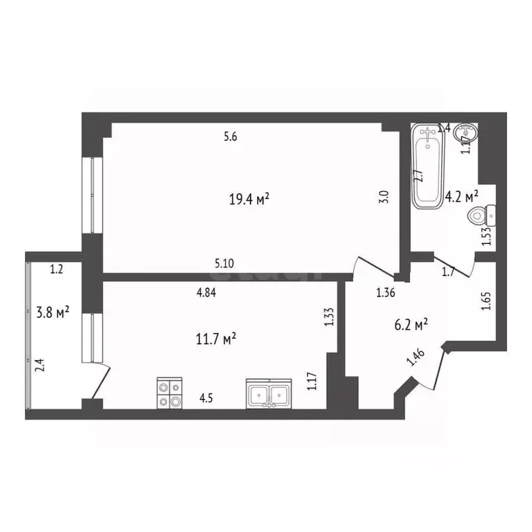 1-к кв. Севастополь ул. Артдивизионовская, 4 (44.3 м) - Фото 2