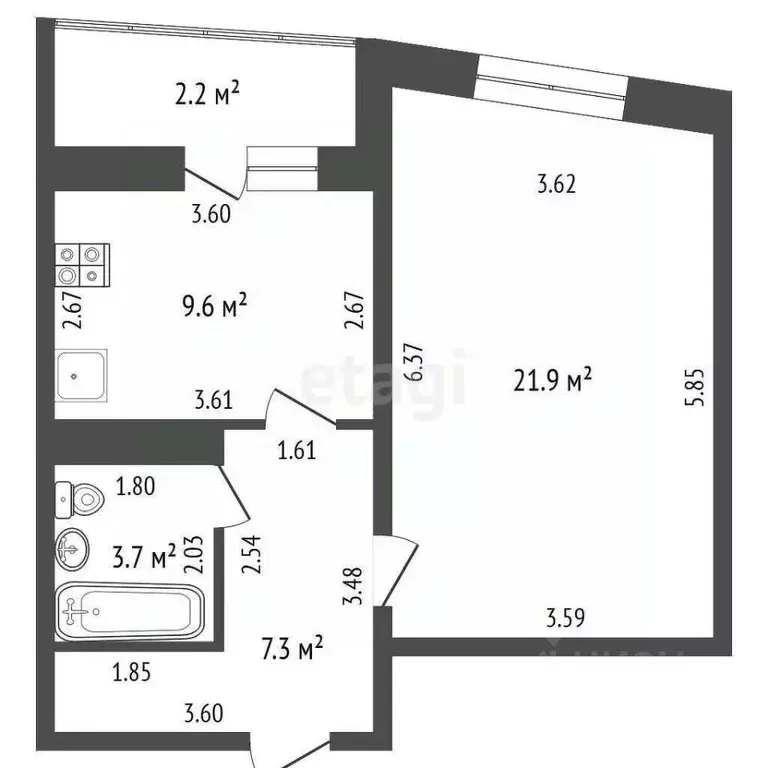 1-к кв. Мордовия, Саранск Московская ул., 62 (43.0 м) - Фото 1