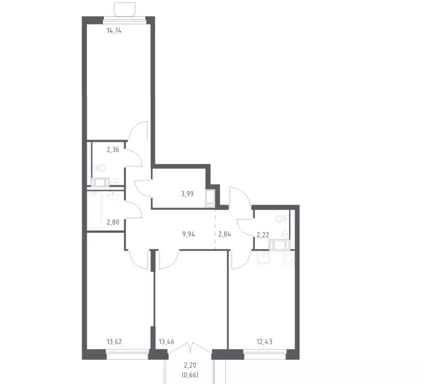 3-комнатная квартира: посёлок городского типа Мирный, улица Академика ... - Фото 1