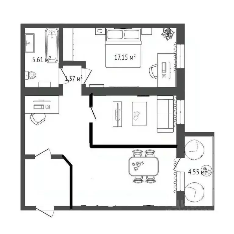 2-к кв. Тюменская область, Тюмень ул. Тимофея Кармацкого, 5 (67.3 м) - Фото 1