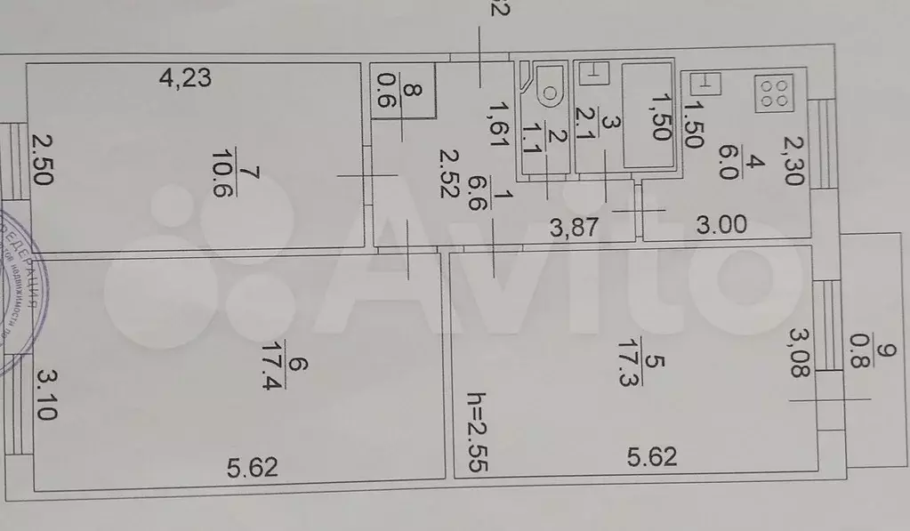 3-к. квартира, 62 м, 3/5 эт. - Фото 0