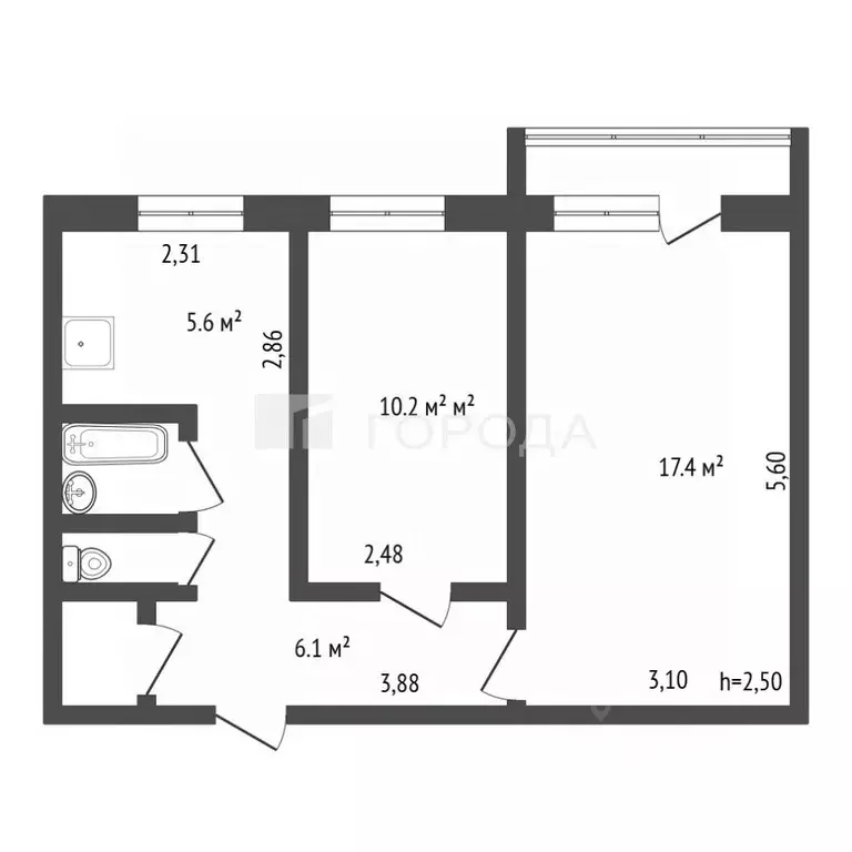2-к кв. Алтайский край, Барнаул ул. Георгиева, 10 (43.8 м) - Фото 2