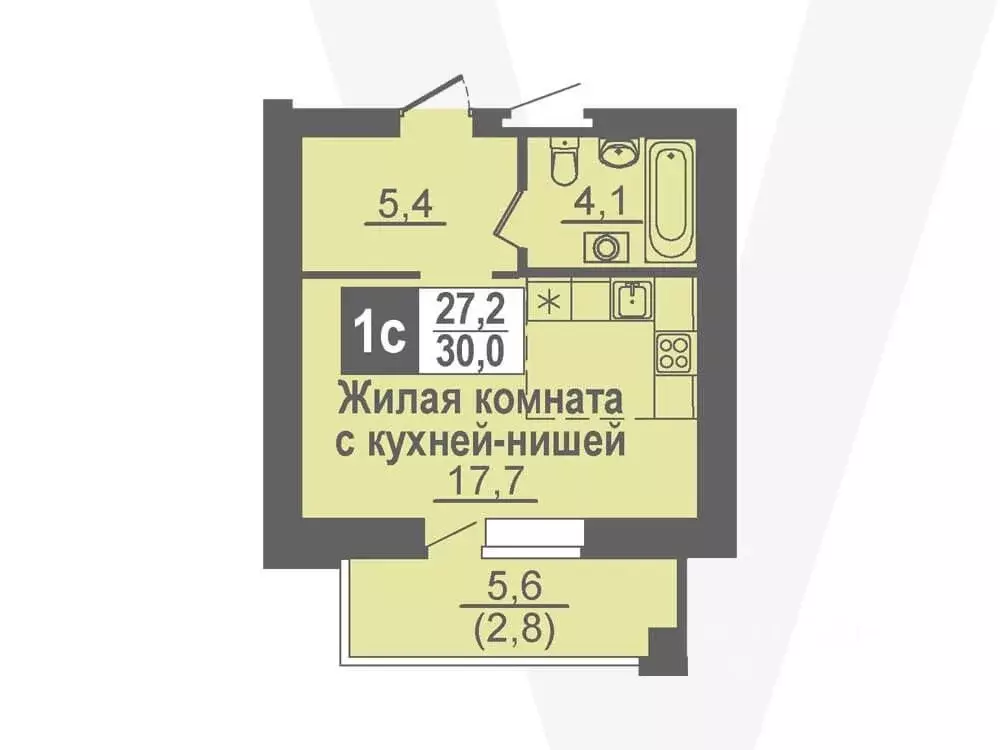 Студия Новосибирская область, Кольцово рп ул. Благовещенская, 2 (30.0 ... - Фото 0