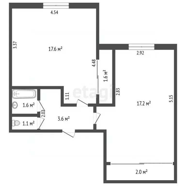 2-к кв. Татарстан, Бугульма ул. Сергея Лазо, 2 (44.7 м) - Фото 2
