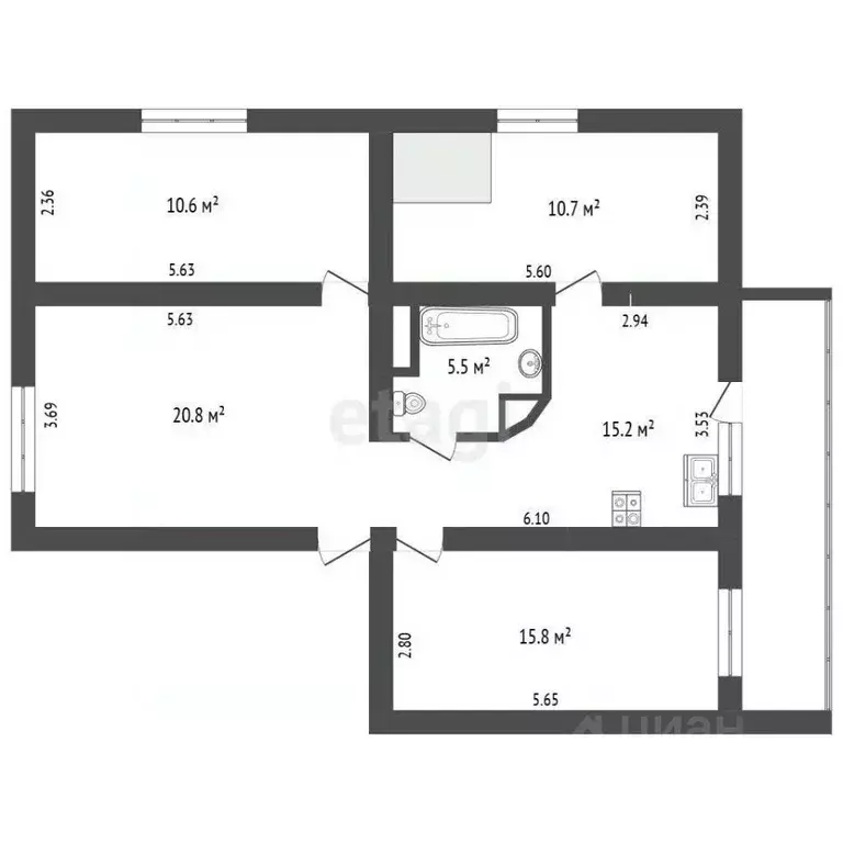 4-к кв. Севастополь просп. Генерала Острякова, 143А (106.1 м) - Фото 2