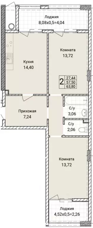 2-к кв. Севастополь ул. Братьев Манганари, 30к2 (63.8 м) - Фото 0