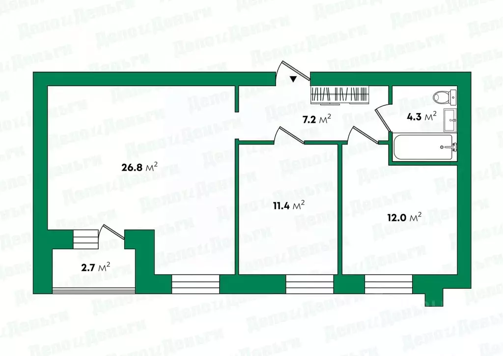 2-к кв. Кировская область, Киров ул. Сандаловская, 4к1 (61.7 м) - Фото 2