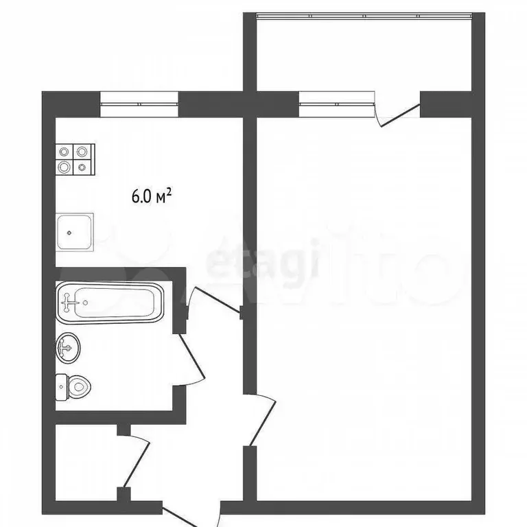 1-к. квартира, 31,6 м, 2/3 эт. - Фото 0