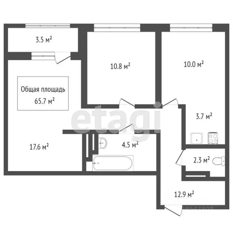 3-к кв. Новосибирская область, Новосибирск ул. Виктора Шевелева, 24 ... - Фото 2