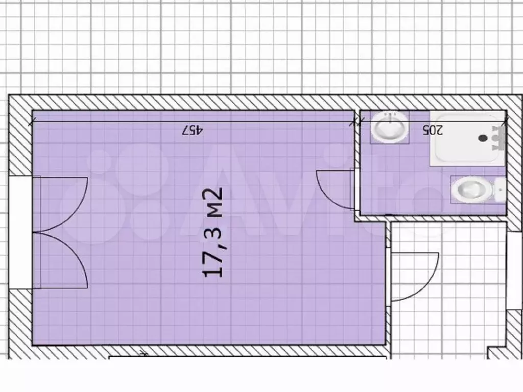 Квартира-студия, 17,3 м, 1/4 эт. - Фото 0