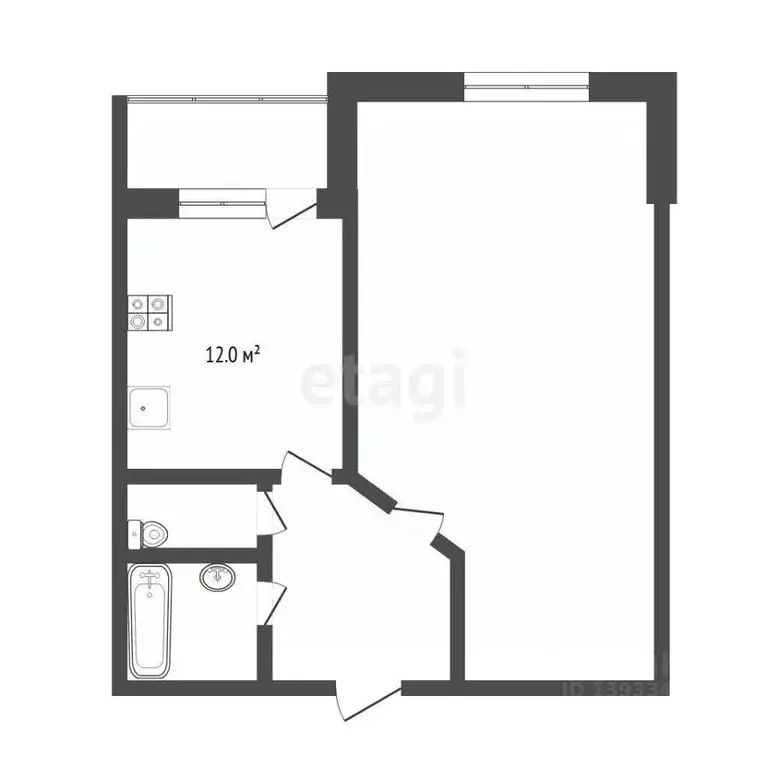 1-к кв. Тюменская область, Тюмень Малая Боровская ул., 7 (40.7 м) - Фото 2