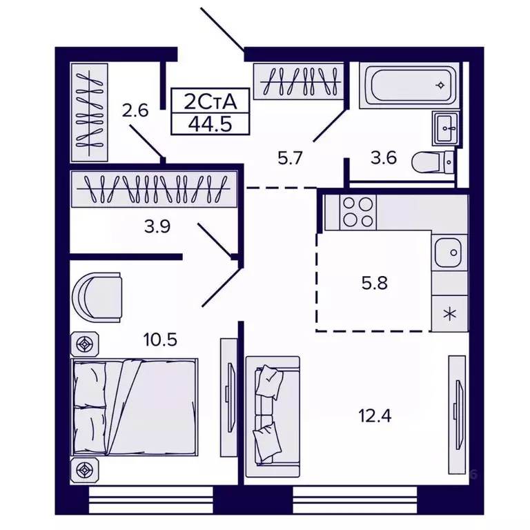 2-к кв. Хабаровский край, Хабаровск ул. Карла Маркса (44.47 м) - Фото 1