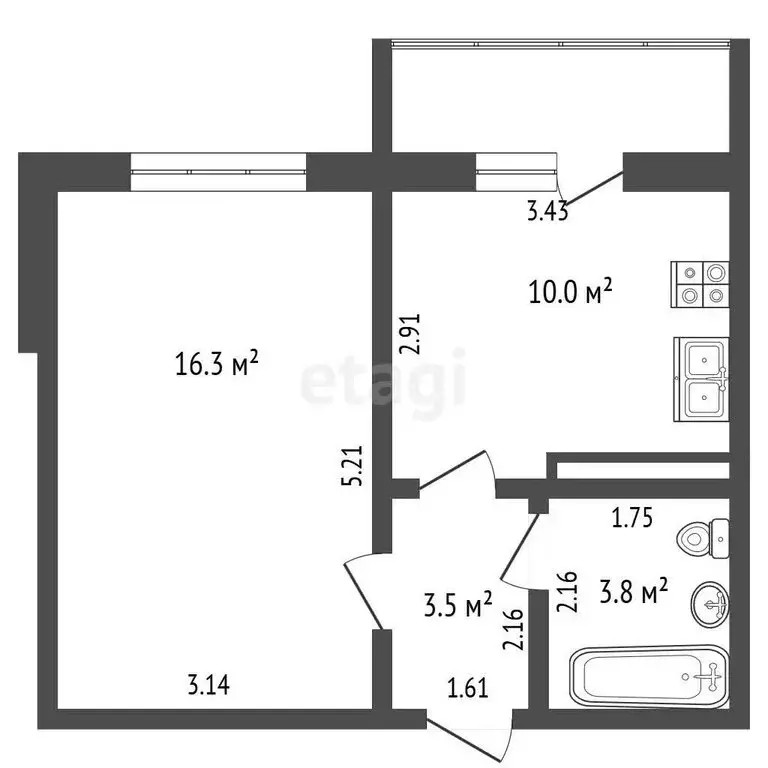 1-комнатная квартира: Калуга, Минская улица, 35 (33.2 м) - Фото 1