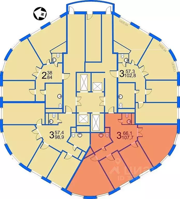 3-к кв. Москва Ленинградское ш., 128к2 (107.2 м) - Фото 2