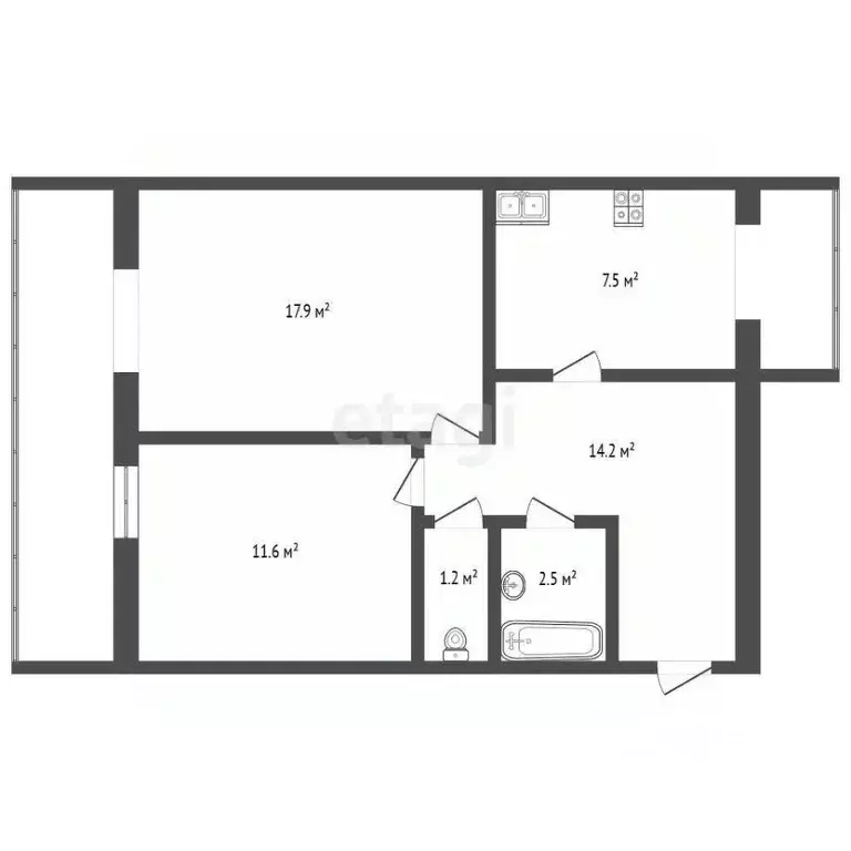 2-к кв. Калининградская область, Калининград ул. Осипенко, 6 (60.0 м) - Фото 2