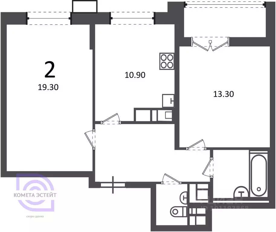 2-к кв. Москва Дмитровское ш., 55А (57.6 м) - Фото 1