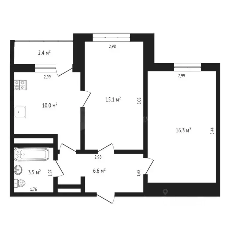 2-к кв. Тюменская область, Тюмень ул. Вадима Бованенко, 4к1 (59.3 м) - Фото 1