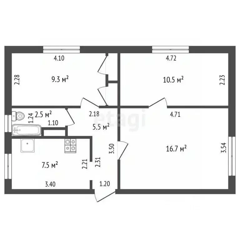 3-к кв. Архангельская область, Котлас ул. Володарского, 120 (53.0 м) - Фото 1