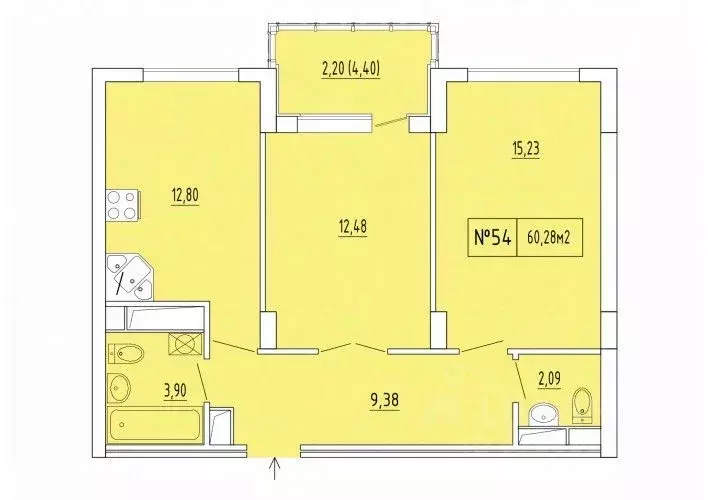 2-к кв. Крым, Феодосия ул. Грина, 43 (60.28 м) - Фото 0