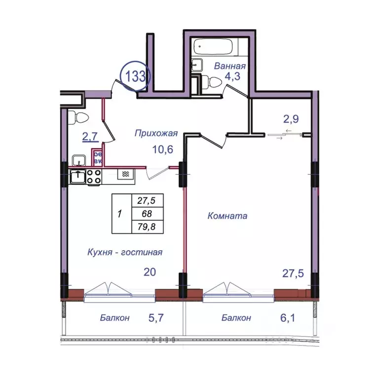 1-к кв. Калининградская область, Светлогорск Балтийская ул. (79.8 м) - Фото 1