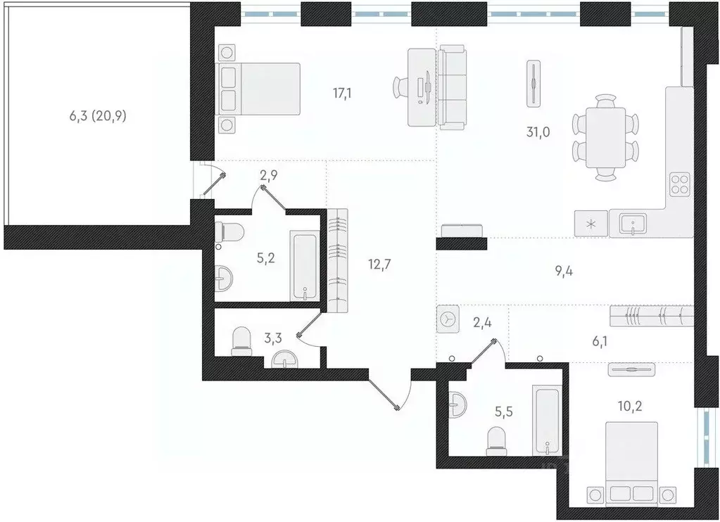 2-к кв. Новосибирская область, Новосибирск Анжерская ул. (105.8 м) - Фото 0