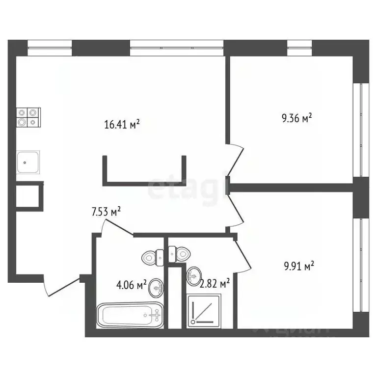 2-к кв. Тюменская область, Тюмень ул. Тимофея Чаркова, 87 (50.1 м) - Фото 2