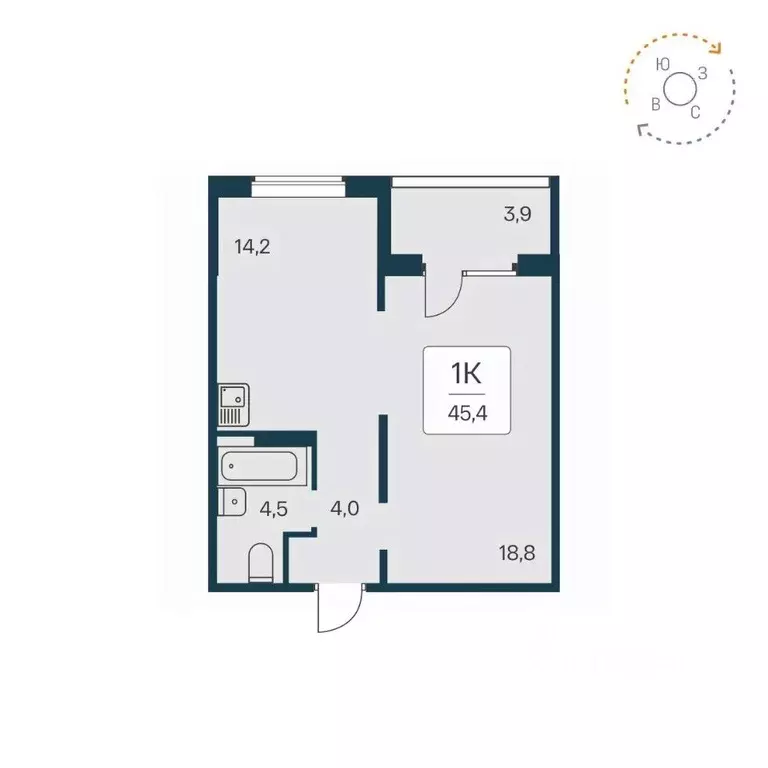 1-к кв. Новосибирская область, Новосибирск Игарская ул., 8 (45.4 м) - Фото 0